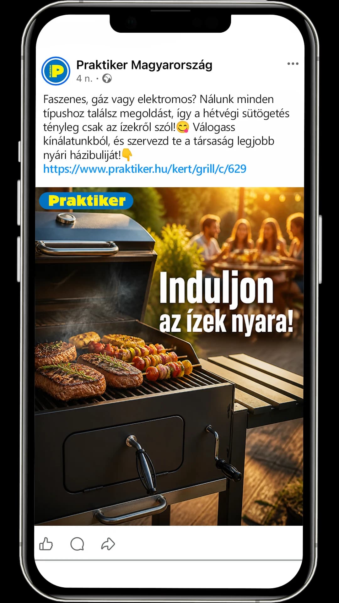 Praktiker – szemléltető social poszt a Creative Hub sales prezentációjából